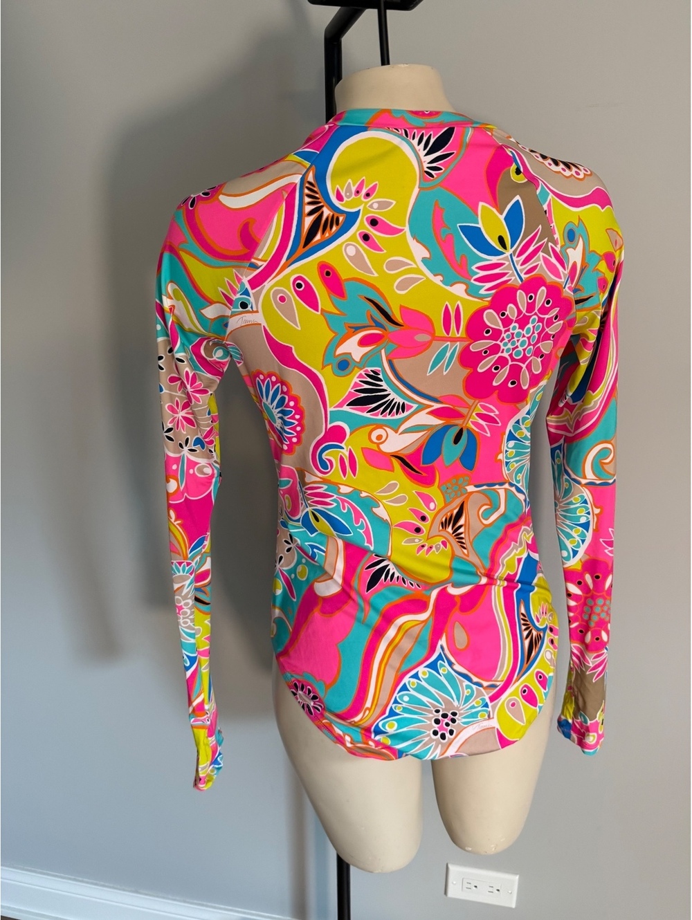 Trina Turk Women's Long Sleeve One-Piece Swimsuit with Vibrant Floral Print - Picture 5 of 6